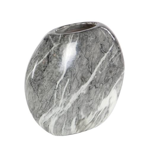 Set of 3 Grey Stoneware Contemporary Vase, 9" x 8"